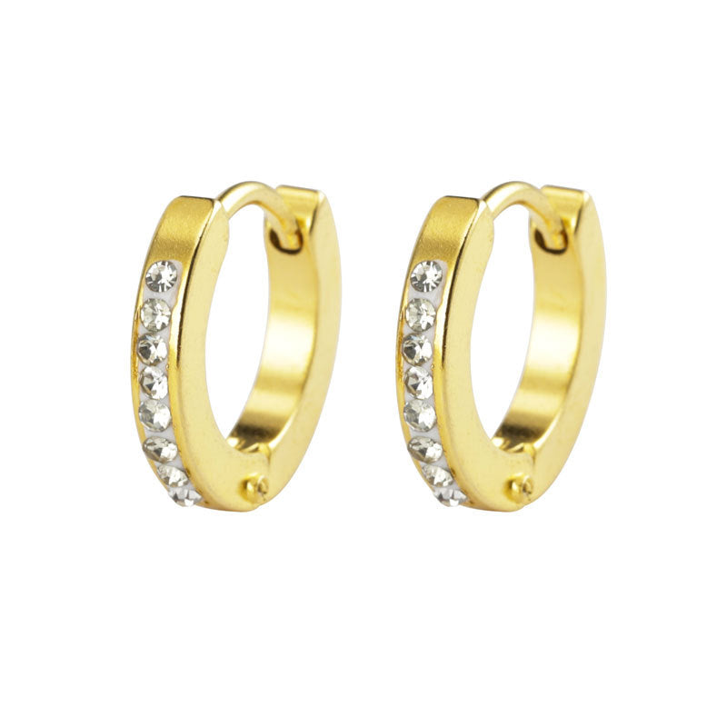 Wholesale Round Stainless Steel Micro Diamond Titanium Steel Earrings